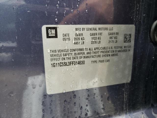 1G11C5SL3FF314630 - 2015 CHEVROLET MALIBU 1LT 蓝色 照片 12