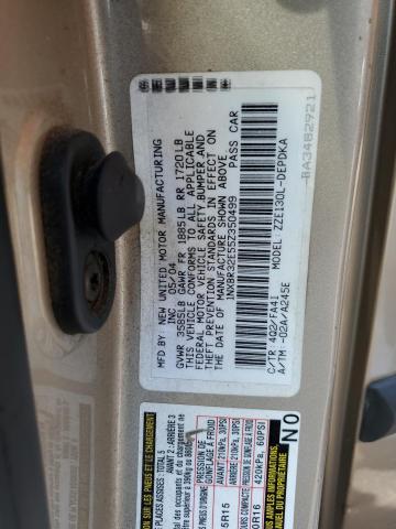 1NXBR32E55Z350499 - 2005 TOYOTA COROLLA CE GOLD photo 12