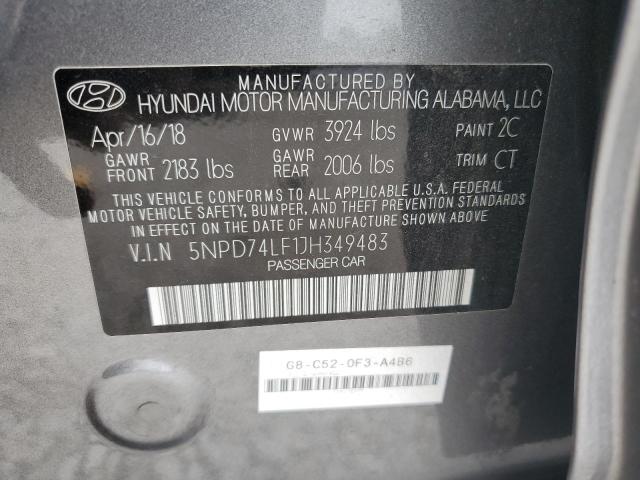 5NPD74LF1JH349483 - 2018 HYUNDAI ELANTRA SE GRAY photo 12