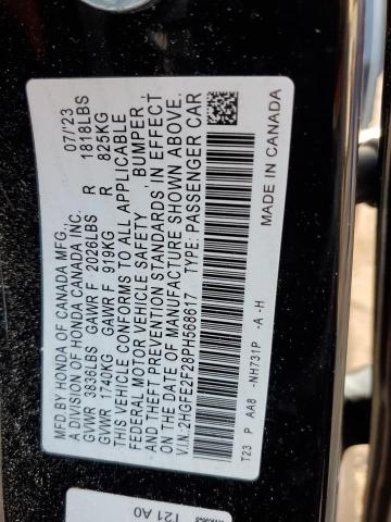 2HGFE2F28PH568617 - 2023 HONDA CIVIC LX BLACK photo 13
