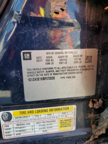 1G1ZA5E1XBF372635 - 2011 CHEVROLET MALIBU LS ლურჯი ფოტო 12