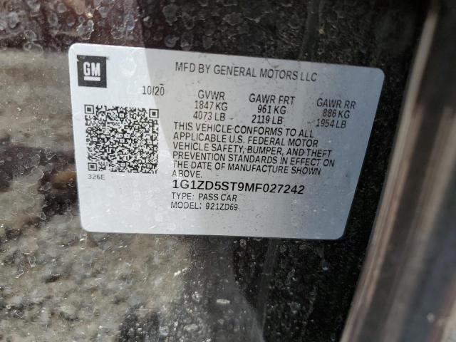 1G1ZD5ST9MF027242 - 2021 CHEVROLET MALIBU LT PURPLE photo 12