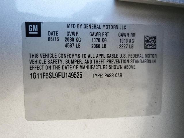 1G11F5SL9FU149525 - 2015 CHEVROLET MALIBU LTZ SILVER photo 13