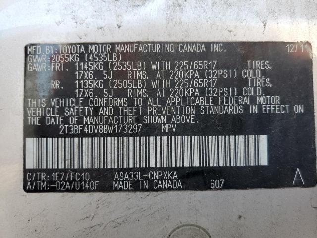 2T3BF4DV8BW173297 - 2011 TOYOTA RAV4 SILVER photo 13