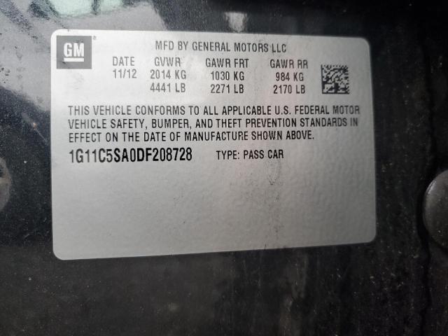 1G11C5SA0DF208728 - 2013 CHEVROLET MALIBU 1LT BLACK photo 12