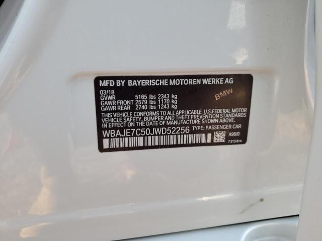 WBAJE7C50JWD52256 - 2018 BMW 540 XI WHITE photo 13