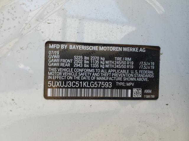 5UXUJ3C51KLG57593 - 2019 BMW X4 XDRIVE30I WHITE photo 12