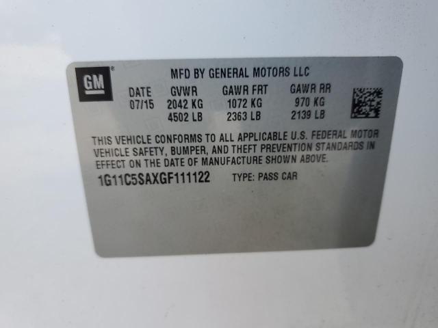 1G11C5SAXGF111122 - 2016 CHEVROLET MALIBU LIM LT 白色 照片 12