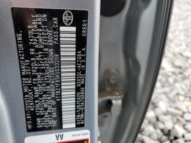 4T1BZ1FB5KU033208 - 2019 TOYOTA AVALON XLE SILVER photo 12