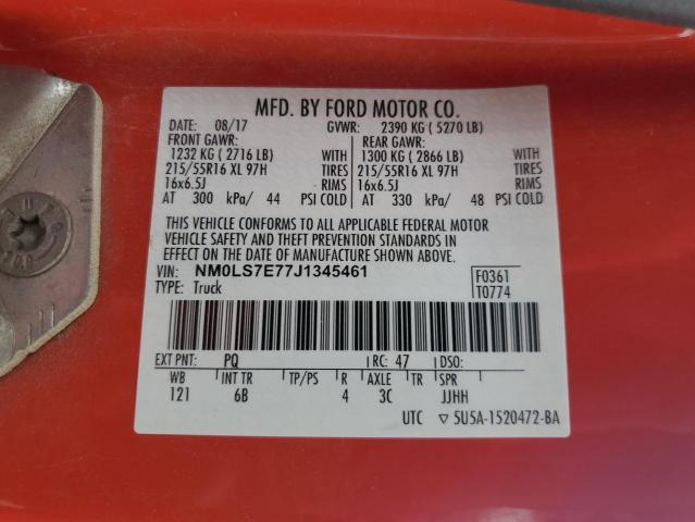 NM0LS7E77J1345461 - 2018 FORD TRANSIT CONNECT XL Rot Foto 13