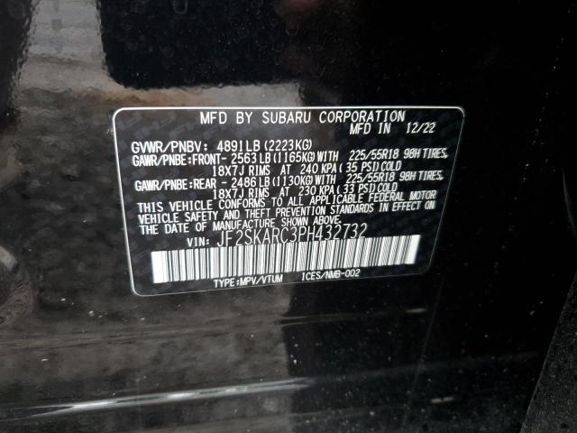 JF2SKARC3PH432732 - 2023 SUBARU FORESTER TOURING შავი ფოტო 13