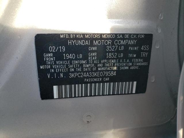 3KPC24A33KE079584 - 2019 HYUNDAI ACCENT GLS SE SILVER photo 12