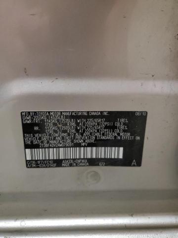 2T3BF4DV2AW079091 - 2010 TOYOTA RAV4 SILVER photo 13