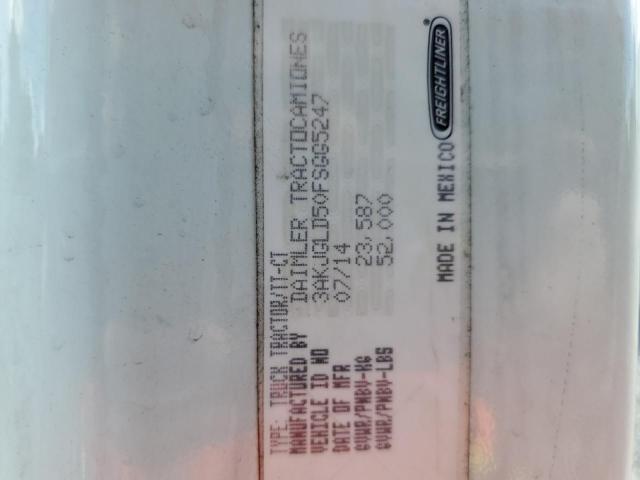 3AKJGLD50FSGG5247 - 2015 FREIGHTLINER CASCADIA 125 WHITE photo 10