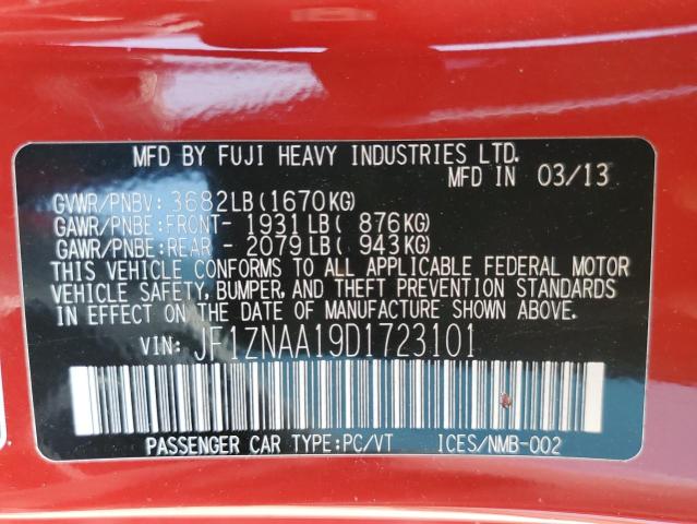 JF1ZNAA19D1723101 - 2013 TOYOTA SCION FR-S 红色 照片 12