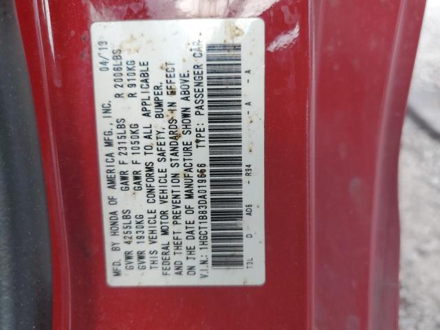 1HGCT1B83DA019656 - 2013 HONDA ACCORD EXL RED photo 12