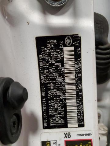 2T1BURHE4EC156590 - 2014 TOYOTA COROLLA L WHITE photo 12