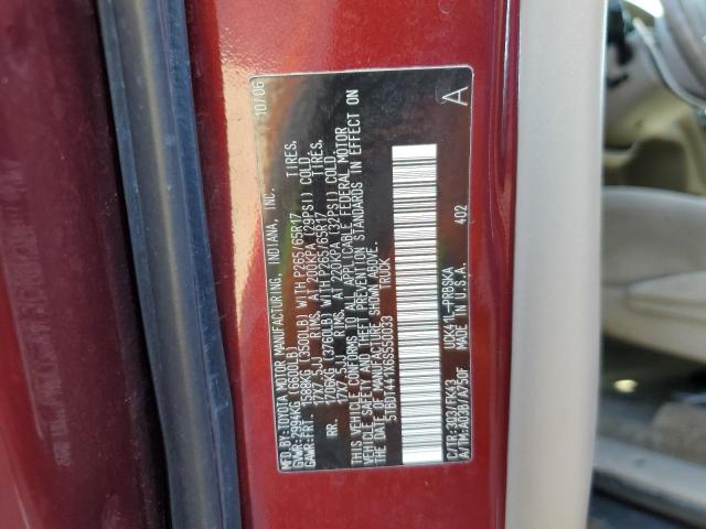5TBDT441X6S550033 - 2006 TOYOTA TUNDRA DOUBLE CAB SR5 MAROON photo 12