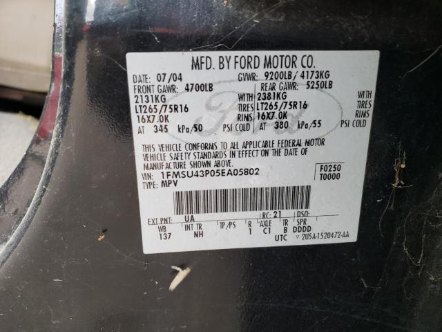 1FMSU43P05EA05802 - 2005 FORD EXCURSION LIMITED BLACK photo 13