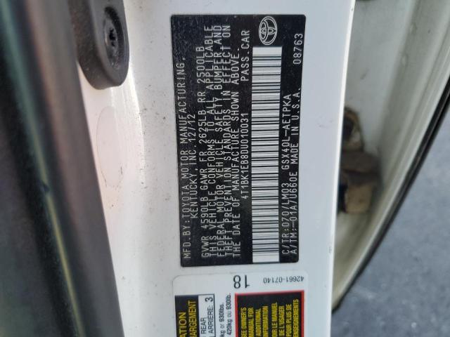 4T1BK1EB8DU010031 - 2013 TOYOTA AVALON BASE 白色 照片 12