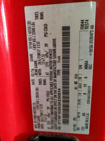 1FTMF1E85GKE00834 - 2016 FORD F150 წითელი ფოტო 12