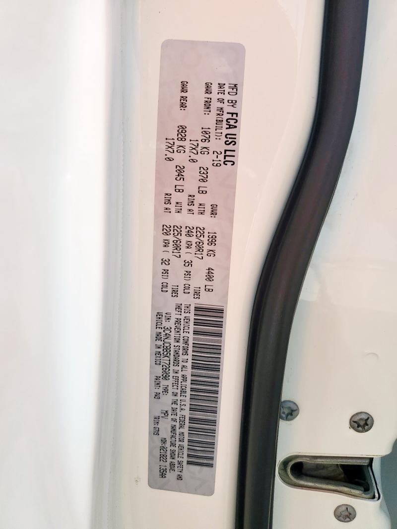 3C4NJCBB5KT726090 - 2019 JEEP COMPASS LATITUDE Beyaz fotoğraf 13