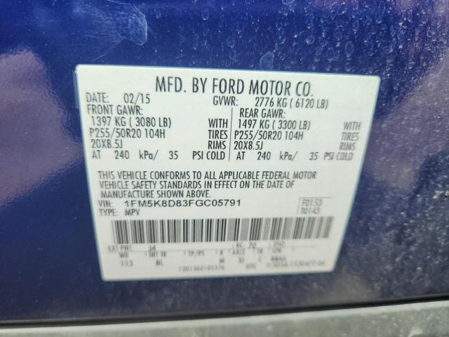 1FM5K8D83FGC05791 - 2015 FORD EXPLORER XLT Mavi foto 13