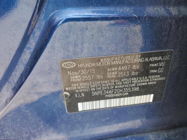 5NPE34AF2GH355398 - 2016 HYUNDAI SONATA SPORT 蓝色 照片 12