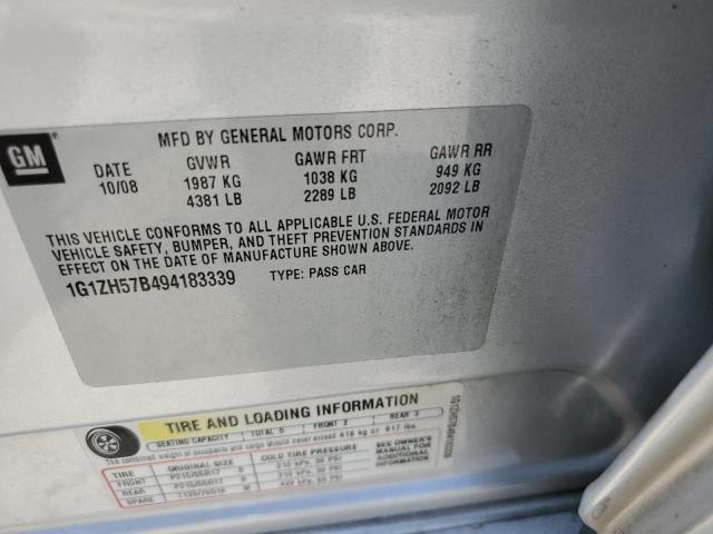 1G1ZH57B494183339 - 2009 CHEVROLET MALIBU 1LT SILVER photo 12