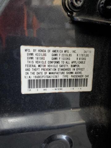 19UDE2F37GA010367 - 2016 ACURA ILX BASE WATCH PLUS BLACK photo 12