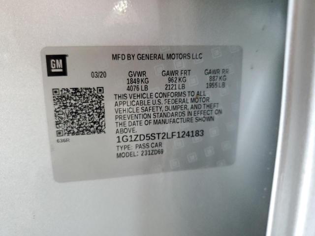 1G1ZD5ST2LF124183 - 2020 CHEVROLET MALIBU LT SILVER photo 12