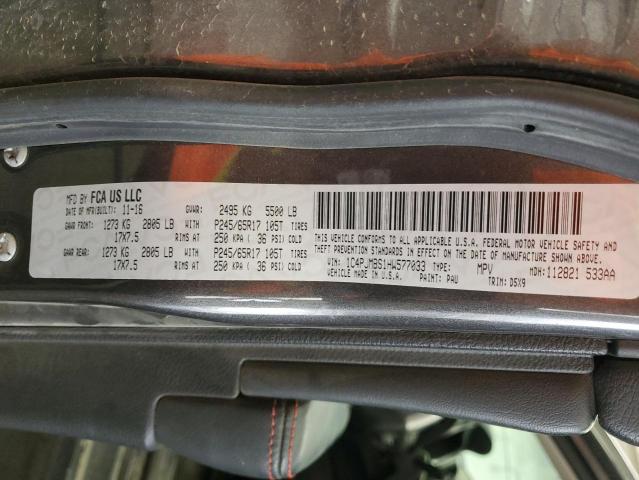 1C4PJMBS1HW577033 - 2017 JEEP CHEROKEE TRAILHAWK CHARCOAL photo 13