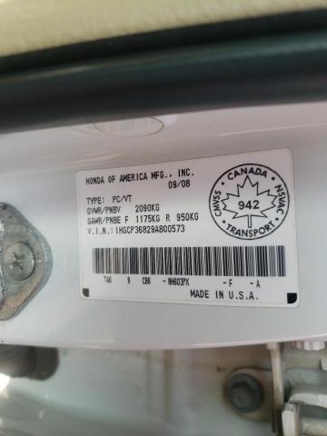 1HGCP36829A800573 - 2009 HONDA ACCORD EXL WHITE photo 12