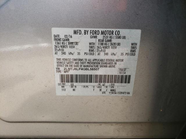 2LMTJ6LP4GBL58507 - 2016 LINCOLN MKX RESERVE Gümüş foto 13