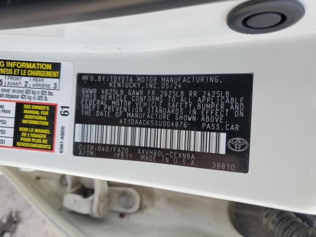 4T1DAACK5SU004876 - 2025 TOYOTA CAMRY XSE WHITE photo 12