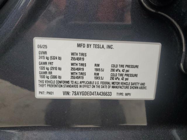 7SAYGDED4TA436633 - 2026 TESLA MODEL Y 灰色 照片 12