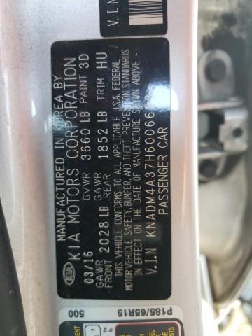 KNADM4A37H6006633 - 2017 KIA RIO LX SILVER photo 13