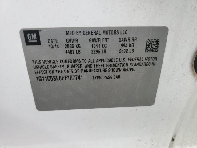 1G11C5SL0FF187741 - 2015 CHEVROLET MALIBU 1LT WHITE photo 12