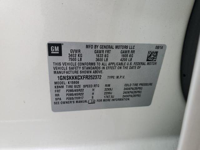 1GNSKKKCXFR252372 - 2015 CHEVROLET SUBURBAN K1500 LTZ WHITE photo 13