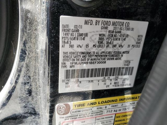 1FMJU1H51BEF30008 - 2011 FORD EXPEDITION XLT Siyah fotoğraf 13