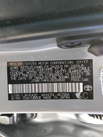 JTNB11HKXJ3026800 - 2018 TOYOTA CAMRY L 银色 照片 12