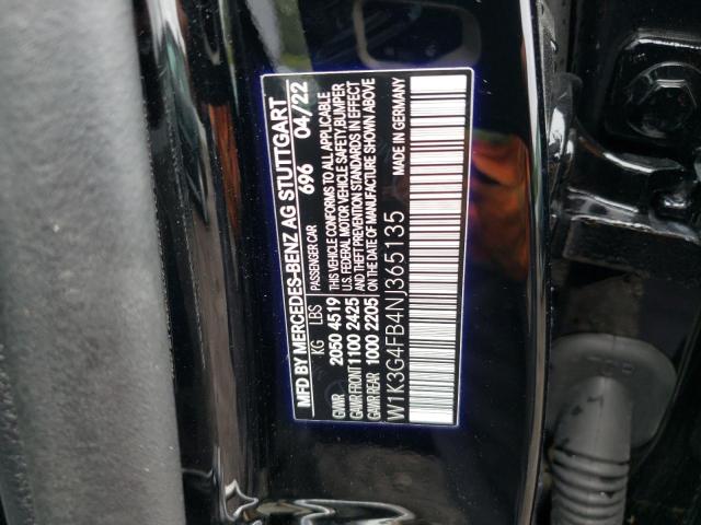 W1K3G4FB4NJ365135 - 2022 MERCEDES-BENZ A 220 4MATIC BLACK photo 12