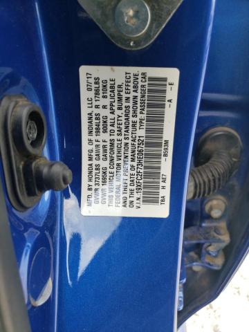 19XFC2F73HE067521 - 2017 HONDA CIVIC EX BLUE photo 12