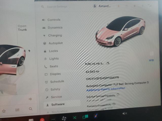 5YJ3E1EA5PF458375 - 2023 TESLA MODEL 3 თეთრი ფოტო 9