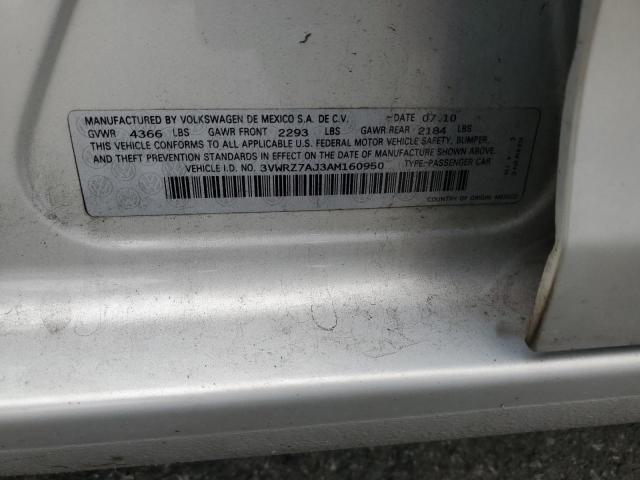 3VWRZ7AJ3AM160950 - 2010 VOLKSWAGEN JETTA SE Gümüş foto 12