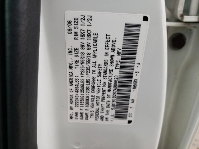 5J8TB18287A006623 - 2007 ACURA RDX WHITE photo 13