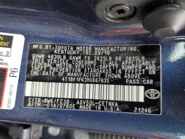 4T1BF1FK3HU667635 - 2017 TOYOTA CAMRY LE BLUE photo 13