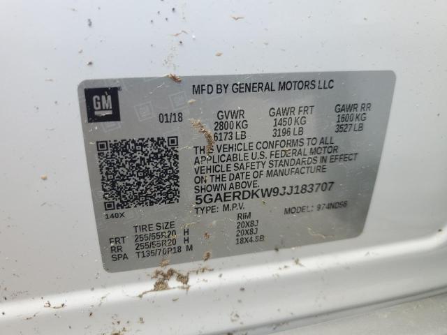 5GAERDKW9JJ183707 - 2018 BUICK ENCLAVE AVENIR 白色 照片 13