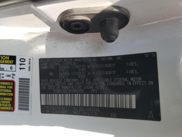 5TDKZ3DC1KS983095 - 2019 TOYOTA SIENNA LE WHITE photo 14