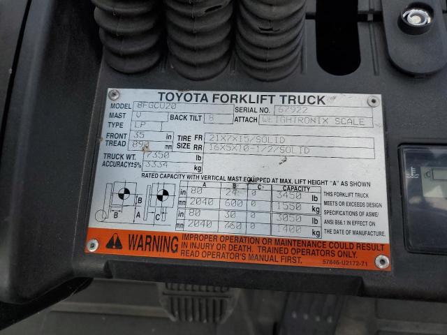 67922 - 2015 TOYOTA FORKLIFT Оранжевый фото 10